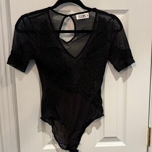 Sheer Black Lace Bodysuit